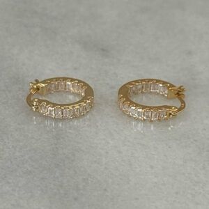COPY - Gold Princess Stacked Crystal All Around Pave Hoop Earrings 

Brand New
